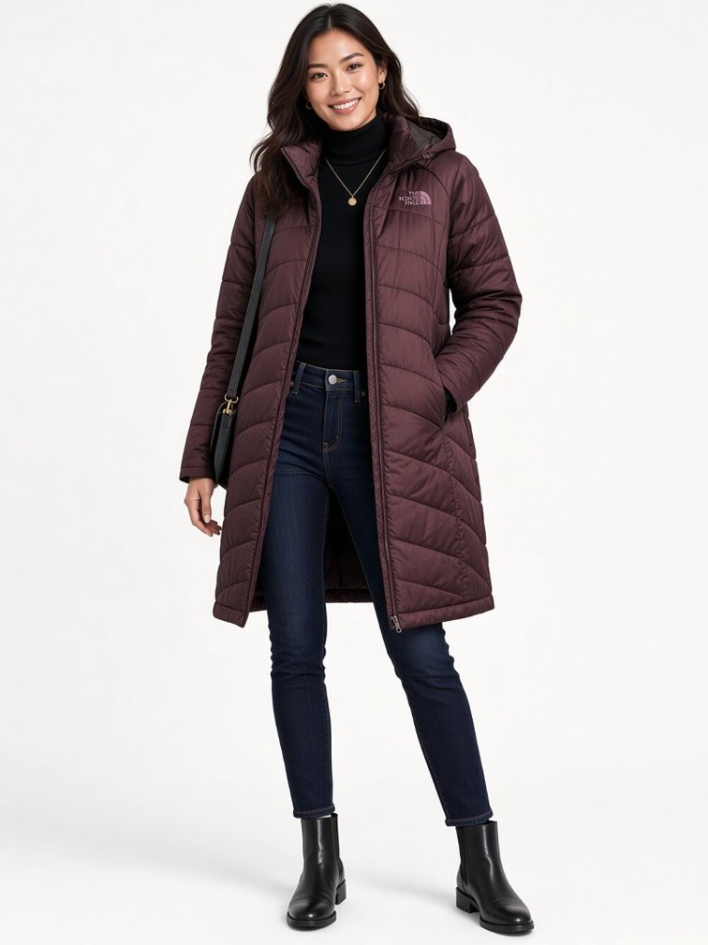 The North Face Purple Quilted Hooded Long Parka Jacket Coat Puffer